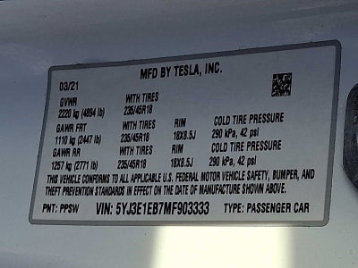 2021 Tesla Model 3 Long Range