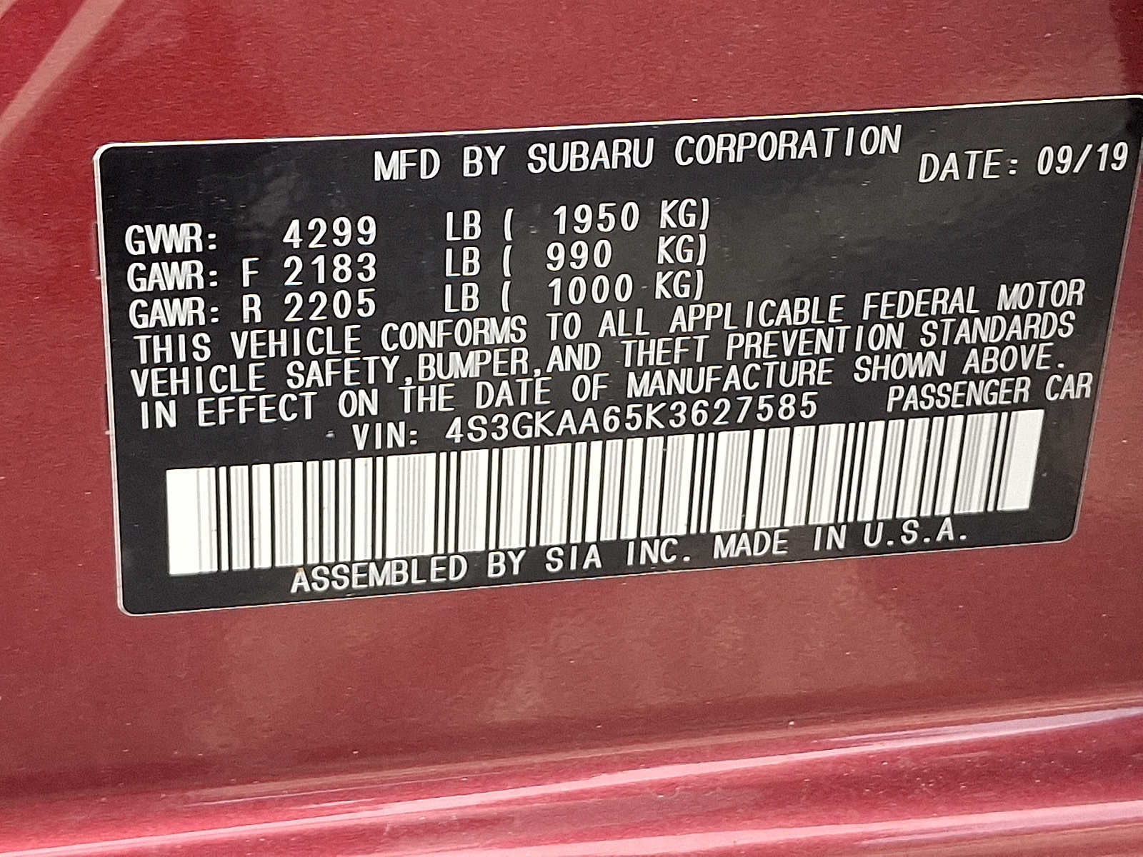 2019 Subaru Impreza Base