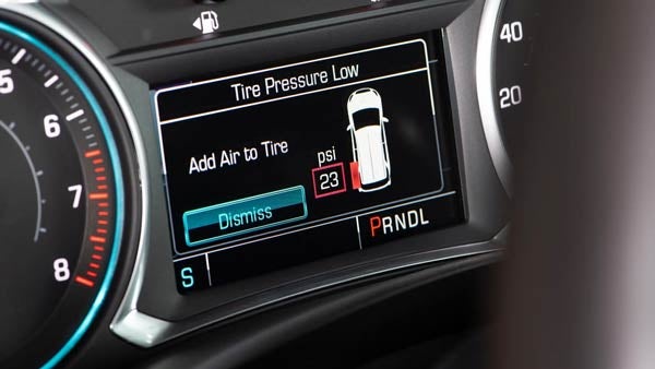 Chevrolet low tire pressure warning showing tire PSI
